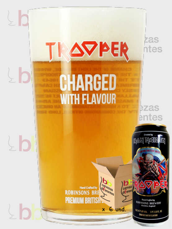 Trooper Iron Maiden Pack 6 latas 50 cl y 1 vaso - Cervezas Diferentes