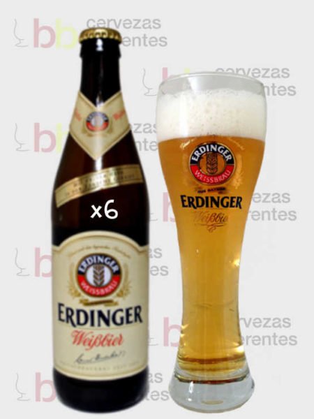 Erdinger Weissbier Pack 6 botellas 50 cl y 1 vaso 50 cl - Cervezas Diferentes