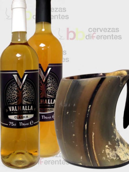 Valhalla Hidromiel Pack 2 botellas 75 cl y 1 jarra de cuerno - Cervezas Diferentes